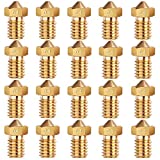 E3D Nozzles, ExcelFu M6 0.4mm Brass Nozzle Extruder Print Head for 1.75mm Filament E3D V5-V6 3D Printer, Pack of 20