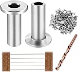 CKE 80 Pack T316 Stainless Steel Protector Sleeves for 1/8' Wire Rope Cable Railing, DIY Balustrade T316 Marine Grade, Come with A Free Drill Bit