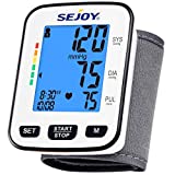 Sejoy Blood Pressure Monitor Wrist BP Machine Cuff Automatic Digital Blood-Pressure Meter Large Backlit Display Battery Included