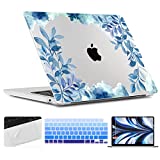 TWOLSKOO for M2 MacBook Air 13 inch Case 2022 A2681, Clear Plastic Hard Shell Cover with Screen Protector & Keyboard Cover & Trackpad Film for MacBook Air M2 Case 13.6' 2022, Blue Floral