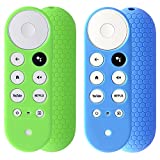 2pcs Remote Cover (Glow in The Dark) Compatible with 2020 Chromecast with Google TV Voice Remote, Pinowu Anti Slip Silicone Case Cover (Green and Blue)