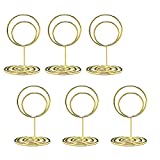 Jofefe 20pcs Mini Place Card Holders, Cute Table Number Holders, Small Size Table Card Holder Table Picture Stands, Wire Photo Holder Menu Memo Clips, Idea for Wedding, Anniversary Party (Gold)