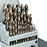 COMOWARE Cobalt Drill Bit Set- 29Pcs M35 High Speed Steel Twist Jobber Length for Hardened Metal, Stainless Steel, Cast Iron and Wood Plastic with Metal Indexed Storage Case, 1/16'-1/2'