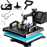 VEVOR Heat Press Machine, Heat Press 12x15 Inch, 5 in 1 Combo Digital Sublimation Heat Press, Uniform Heat, Heat/Time Control, Heat Press Transfer for T shirts Mug Cap Plate, ETL/FCC Listed, Black