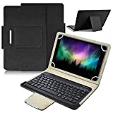 DETUOSI Universal 10.1 inch Android Tablet Case with Keyboard, Removable Wireless Bluetooth Keyboard + PU Leather Folio Book Cover + Stand, Travel Portable Sleeve for iOS/Android/Windows System Tablet