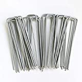 6 Inch Garden Stakes Galvanized Landscape Staples,U-Type Turf Staples for Artificial Grass, Rust Proof Sod Pins Stakes for Securing Fences Weed Barrier, Outdoor Wires Cords Tents Tarps