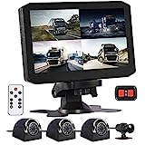 VSYSTO 4CH Truck Dash Camera System DVR Recorder Waterproof Backup Camera Front&Sides&Rear VGA for Truck Tractor Semi Trailer Van 7.0' Monitor Infrared Night Vision