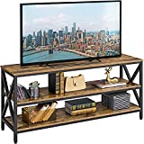 Yaheetech Industrial TV Stand for TV up to 65 inch, 55' TV Cabinet with 3 Tier Storage Shelves for Living Room, Entertainment Center TV Console Table with Metal Frame, Rustic Brown