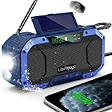 Emergency Radio Waterproof Bluetooth Speaker,Portable Digital AM FM Radio with Flashlight,Reading Lamp,Hand Crank NOAA Weather Radio with Solar Panel,5000mAH Cell Phone Charger,Emergency Survival Kit