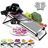 MASTERTOP Adjustable Mandoline Food Slicer Vegetable Slicer Fruit Cutter Stainless Steel Kitchen Julienne Slicer For Kitchen Waffle Fry Cut Potato Chip Vegetable Onion Cheese French Fry