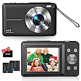 Digital Camera with SD Memory Card Autofocus Anti-Shake, 44MP 1080P Photography Camera for Kids Teens Birthday, 16X Zoom Small Portable Vlogging Camera for Boy Girl Video(2 Batteries)