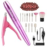 RedFlow Electric Nail Drill, Acrylic Nail Drill Kit, for Nail File Exfoliating Abrasive Nail Drill Machine, with 11 Pcs Nail Drill Bits, Brush,Nail Cutter and 50 Sanding Bands Nail Drill Set (Purple)