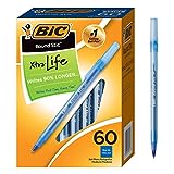 BIC Round Stic Xtra Life Ballpoint Pens, Medium Point (1.0mm), Blue, 60-Count Pack, Flexible Round Barrel For Writing Comfort (GSM609-BLU)