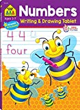 School Zone - Numbers Writing & Drawing Tablet Workbook - 96 Pages, Ages 3 to 7, Preschool, Kindergarten, 1st Grade, Ruled Lined Paper, Tracing, Counting, Stickers, and More (Easy-Tear Top Bound Pad)