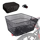 RAYMACE Rear Bike Basket with Waterproof Cover,Bicycle Cargo Rack Storage Basket Mount for Back Under Seat (Black Cover)