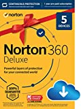 Norton 360 Deluxe, 2023 Ready, Antivirus software for 5 Devices with Auto Renewal - Includes VPN, PC Cloud Backup & Dark Web Monitoring [Download]