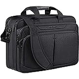 KROSER Laptop Bag Expandable Lightweight Briefcase for 17.3' Laptop Premium Business Work Bag Water-Repellent Messenger Bag with RFID Pockets for School/Travel/Women/Men-Black