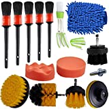 MZY LLC 14 Pcs Interior Car Cleaning Kit Car Detailing Kit for Cleaning Wheels, Tires, Dashboard, Engine Carpet Detail Brushes Drill Brush Set Car Detailing