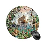Animal Mouse Pad Animals On The Noah's Ark Round Mousepad Rubber Mouse Pads Laptop Dorm Office Gaming Waterproof Mouse Mat 20*20cm