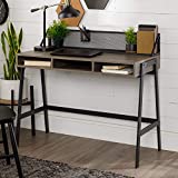 Walker Edison Industrial Mesh Wood Laptop Computer Writing Desk Home Office Workstation Small, 42 Inch, Slate Grey