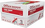Office Depot 3-Ream Case, Copy Fax Laser Inkjet Printer Paper, 8 1/2 x 11 inch Letter Size, 20 Lb., 92 Bright White, 1500 Sheets Total (436664)
