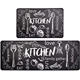 HEBE Anti Fatigue Kitchen Mat Set of 2 Non Slip Thick Cushioned Kitchen Rug Sets with Runner 17'x48'+17'x28' Heavy Duty Comfort Standing Mats Waterproof Kitchen Carpet
