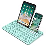 NIXIUKOL Bluetooth Keyboard, Rechargeable Multi-Device Wireless Bluetooth Keyboard with Stand Slot, Support 2 Devices for iPad Tablet Smartphone MacBook iOS Windows Android