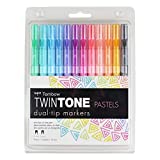 Tombow 61501 TwinTone Marker Set, Pastel, 12-Pack. Double-Sided Markers Perfect for Planners, Journals, Doodling, and More!