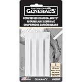 General Pencil 958BP WHT COMPRESED Charcoal EX.Smooth MED4PK, 1 Count (Pack of 1), White