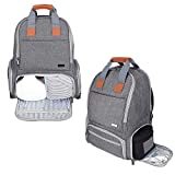 LUXJA Breast Pump Backpack with Pockets for Laptop and Cooler Bag, Pump Bag for Working Mothers (Fits Most Major Breast Pump), Light Gray