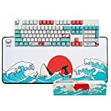 Custom Keycaps and Gaming Mouse Pad Set, Upgrade OEM Profile Keycaps Keyset Dye Sublimation Keycap Set & Large Mouse Pad, Desk Mat, Keyboard Pad(27.6''x11.8'') Kit for Windows PC Gamer (Coral Sea)