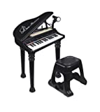 Losbenco Kids Piano Keyboard Toy, Toddler Electronic Musical Instrument Educational Toy with Microphone, Multiple Sounds, Record Playback, Lights & Stool, Birthday Gift for 3 4 5 6 7 Years Old