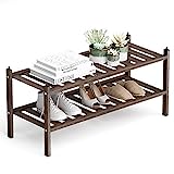 Dranixly Bamboo 2-Tier Shoe Rack Stackable Shoe Shelf Storage Organizer for Entryway, Hallway and Closet, 27.2'x11'x13.2' (Mocha)