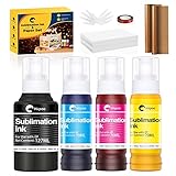 Hiipoo Sublimation Ink Set with 110 Sheet Sublimation Paper 8.5x11” 125G, 2 Pack Teflon Sheet, Heat Tape for EcoTank Inkjet Printer ET-2720 ET-2760 ET-2800 ET-2803 ET-2400 ET-4700 ET-4800 ET-15000