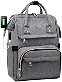 LOVEVOOK Laptop Backpack Women Teacher Backpack Nurse Bags, 15.6 Inch Womens Work Backpack Purse Waterproof Anti-theft Travel Back Pack with USB Charging Port (Grey)