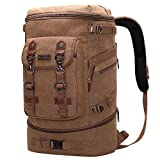 WITZMAN Travel Backpack for Men Women Canvas Backpack Carry on Luggage Rucksack Convertible Duffel Bag Large (A568 Brown)