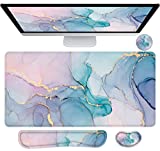 Lateefah Large Mouse Pad and Keyboard Wrist Rest, Desk Pad for Keyboard and Mouse, 4-in-1 Extended Mouse Pad with Wrist Support, Non-Slip Desk Mat Protector, Ultra Thick Desk Blotter for Office, Home
