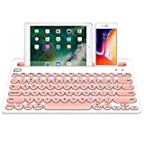 Wireless Keyboard, Attoe Dual Channel Multi-Device Universal Cute Wireless Bluetooth Keyboard Portable Slim with 20m Connection Distance for Tablet Smart Phone PC Windows Android iOS Mac (Pink)…