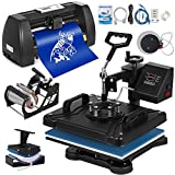 Mophorn Heat Press Machine 12x15 inch 5in1 T-Shirt Heat Press and Vinyl Cutter 14 inch Plotter Machine 375mm Paper Feed Vinyl Cutter Plotter 2 PARCELS Separately