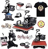 Iglobalbuy 10 in 1 Heat Press Machine 12x15', Multi-Functional T-Shirt Mug Hat Plate Cap Transfer Sublimation 1000W Digital LCD Display 12 X 15 Inch
