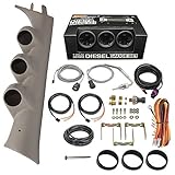 GlowShift Diesel Gauge Package Compatible with Chevy Silverado Duramax & GMC Sierra 2007-2013 - Tinted 7 Color 60 PSI Boost, 1500F EGT & 30 PSI Fuel Pressure Gauges - Color Matched Triple Pillar Pod