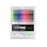 Tombow 61500 Twintone Marker Set, Bright, 12-Pack. Double-Sided Markers for Bold and Precise Writing