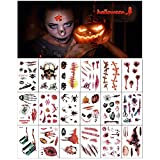 Zombie Makeup Tattoos, Halloween Zombie Makeup Kit, Scar Tattoos, 3(Large)+6(Small) Pack Vampire Bite Tattoo, Fake Scars, Halloween Makeup Kit, Waterproof Fake Blood Sticker,Zombie Makeup Kit for Kids