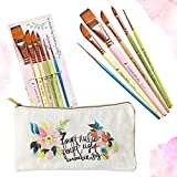 Travel Watercolor Brushes for Artists + Pouch- Set of 6 Watercolor Paint Brushes for Beginners & Pros-Water Color Brushes-Assorted Paint Brushes w/ Watercolor Detail Brush & Watercolor Brushes Dagger