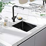 TORVA 14 x 14 Inch Gloss Black Undermount Kitchen Sink, PVD Coated Gunmetal Sink，16 Gauge T-304 Stainless Steel Single Bowl Wet Bar or Prep Sink with Zero-Radius Corners, Dark Grey