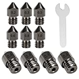 3D Printer Nozzles, 11PCS Hardened Steel MK8 Extruder Nozzles 0.2mm, 0.3mm, 0.4mm, 0.5mm, 0.6mm, 0.8mm, 1.0mm with Storage Box Socket for CR-10/ Ender 3/5, Ender 3/ V2 Ender3 pro, Aquila
