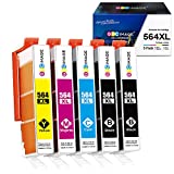GPC Image Compatible Ink Cartridge Replacement for HP 564XL 564 XL Compatible with DeskJet 3520 3522 Officejet 4620 Photosmart 5520 6510 7520 7525 Printer (2 Black 1 Cyan 1 Magenta 1 Yellow, 5 Pack)