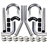 MOOSUN 2.5' 8pcs Universal Aluminum Tube Set 600MM Polished Aluminum Turbo Intercooler Pipe+8 Elbow Hose+16 Clamps Kit