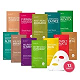 Sheet mask by Glam Up Facial Sheet Mask 12 Combo (Pack of 12) - Face Masks Skincare, Hydrating Face Masks, Moisturizing, Brightening and Soothing, Beauty Mask For All Skin Type