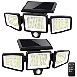 Solar Lights Outdoor,WWimy 210 LED 2500LM Motion Sensor Lights with Remote Control, 3 Heads Security LED Flood Light, IP65 Waterproof, 270° Wide Angle Illumination Wall Light with 3 Modes(2 Packs)